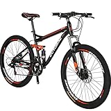 EUROBIKE Mountain Bike,21 Speed Full Suspension Mens Mountain Bike, 27.5' Men's or Women Bicycle,27.5 Mountain Bikes for Adult (Aluminum-Alloy Rims)