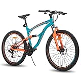 Hiland Full Suspension Mens Mountain Bike, Shimano 21 Speed, 26 Inch Wheel,Dual Disc Brake Bike for Men Womens Adult Bicycle