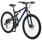Schwinn S29 Mens and Womens Mountain Bike, 29-Inch Wheels, 21-Speed, 20-Inch Aluminum Frame, Dual-Suspension, Mechanical Disc Brakes, Matte Black