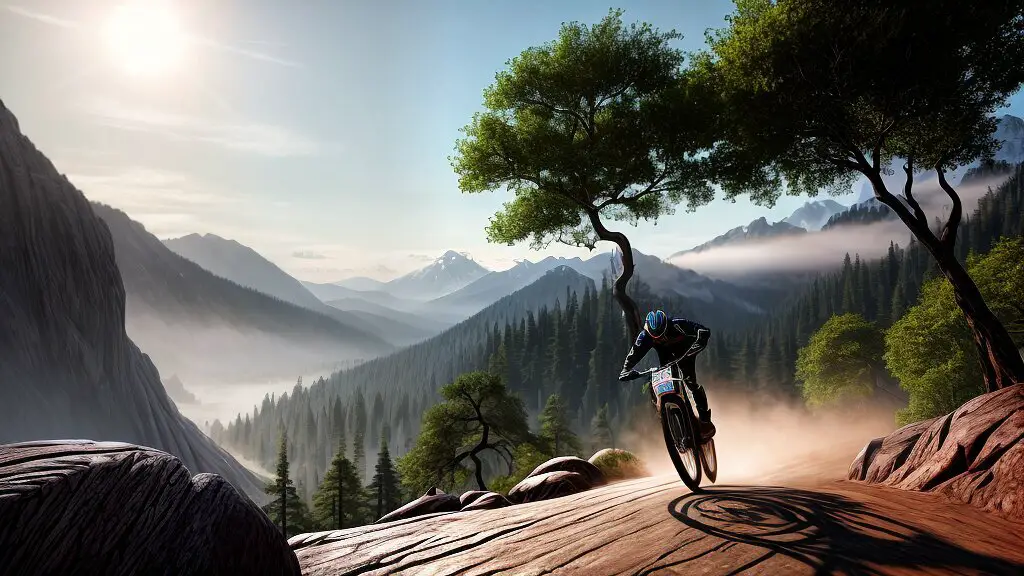 Mountain biking on a trail